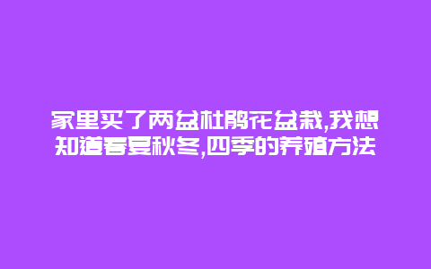 家里买了两盆杜鹃花盆栽,我想知道春夏秋冬,四季的养殖方法