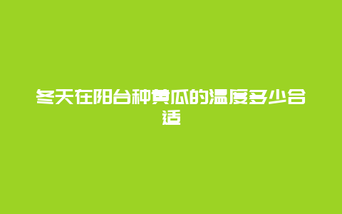 冬天在阳台种黄瓜的温度多少合适