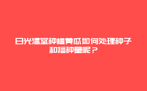 日光温室种植黄瓜如何处理种子和播种量呢？