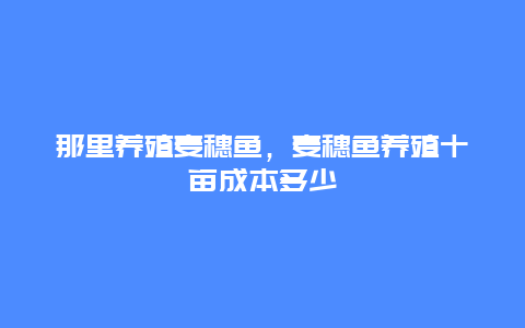 那里养殖麦穗鱼，麦穗鱼养殖十亩成本多少