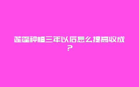 莲蓬种植三年以后怎么提高收成？