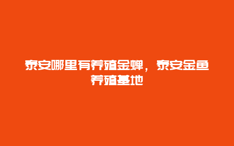 泰安哪里有养殖金蝉，泰安金鱼养殖基地