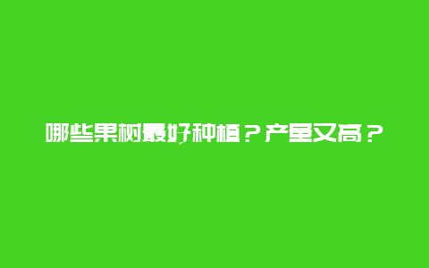 哪些果树最好种植？产量又高？