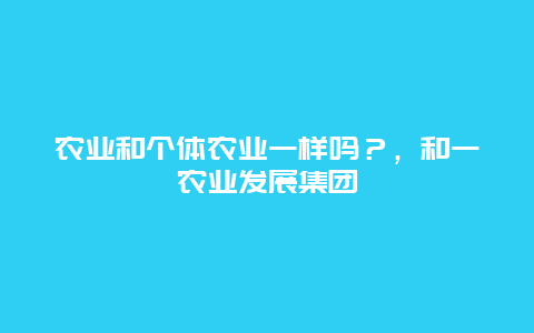 农业和个体农业一样吗？，和一农业发展集团