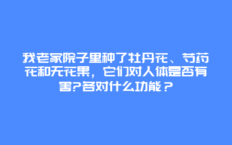 我老家院子里种了牡丹花、芍药花和无花果，它们对人体是否有害?各对什么功能？