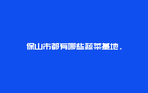 保山市都有哪些蔬菜基地。