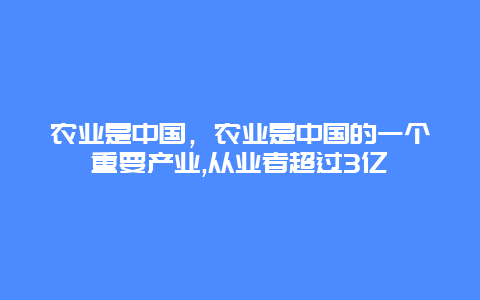 农业是中国，农业是中国的一个重要产业,从业者超过3亿