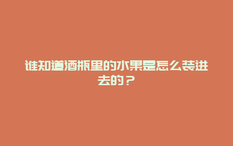 谁知道酒瓶里的水果是怎么装进去的？