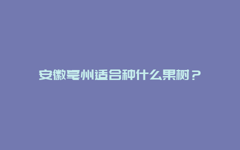 安徽亳州适合种什么果树？