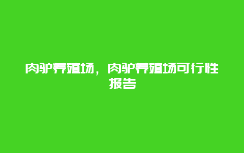 肉驴养殖场，肉驴养殖场可行性报告