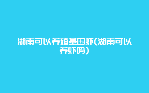 湖南可以养殖基围虾(湖南可以养虾吗)