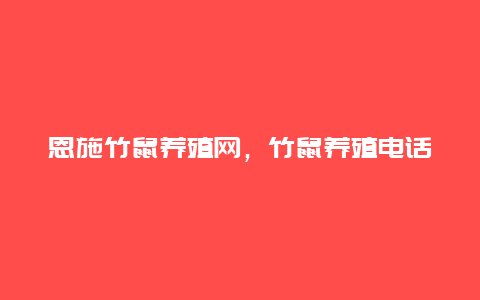 恩施竹鼠养殖网，竹鼠养殖电话