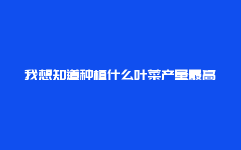 我想知道种植什么叶菜产量最高