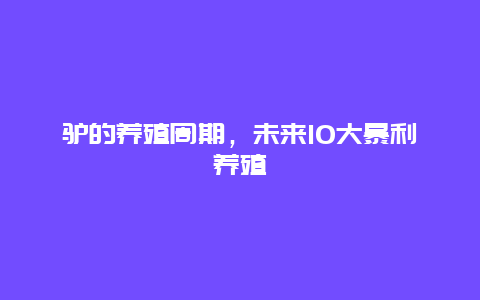 驴的养殖周期，未来10大暴利养殖