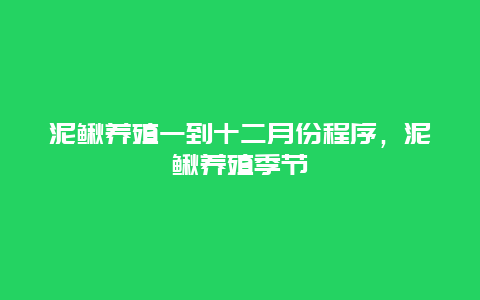 泥鳅养殖一到十二月份程序，泥鳅养殖季节