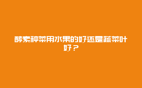 酵素种菜用水果的好还是蔬菜叶好？