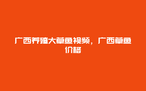 广西养殖大草鱼视频，广西草鱼价格