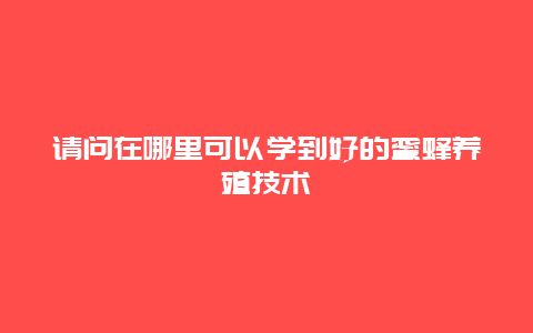 请问在哪里可以学到好的蜜蜂养殖技术