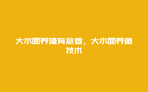 大水面养殖有意者，大水面养鱼技术