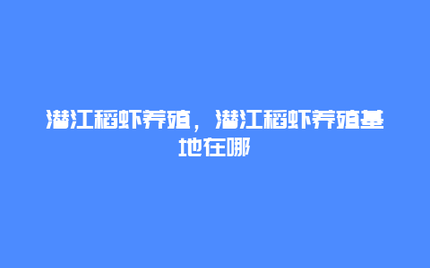 潜江稻虾养殖，潜江稻虾养殖基地在哪