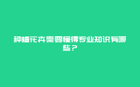 种植花卉需要懂得专业知识有哪些？