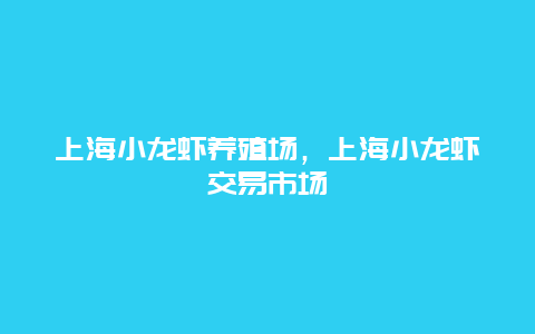 上海小龙虾养殖场，上海小龙虾交易市场