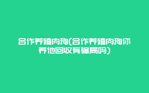 合作养殖肉狗(合作养殖肉狗你养他回收有骗局吗)