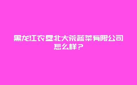 黑龙江农垦北大荒蔬菜有限公司怎么样？