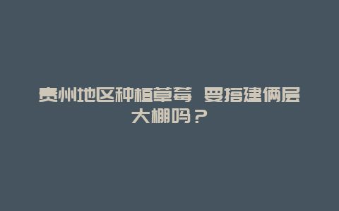 贵州地区种植草莓 要搭建俩层大棚吗？