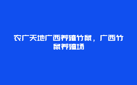 农广天地广西养殖竹鼠，广西竹鼠养殖场