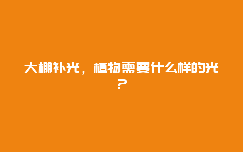 大棚补光，植物需要什么样的光？