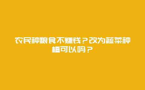 农民种粮食不赚钱？改为蔬菜种植可以吗？