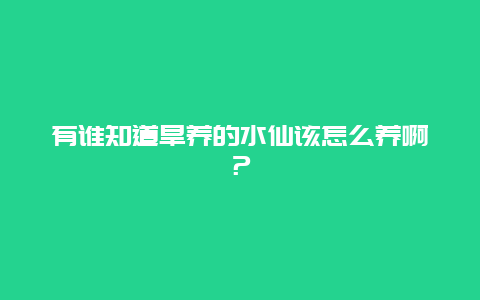 有谁知道旱养的水仙该怎么养啊？