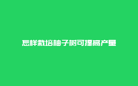 怎样栽培柚子树可提高产量