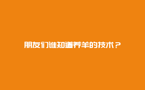 朋友们谁知道养羊的技术？