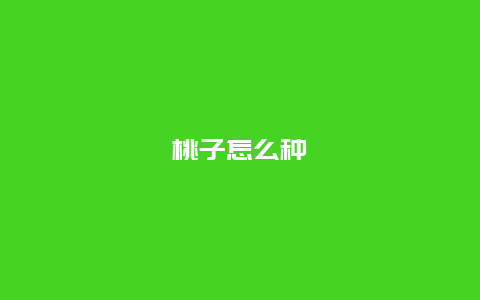 桃子怎么种