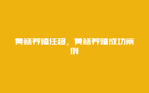 黄鳝养殖任超，黄鳝养殖成功案例