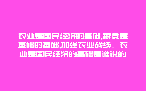 农业是国民经济的基础,粮食是基础的基础,加强农业战线，农业是国民经济的基础是谁说的