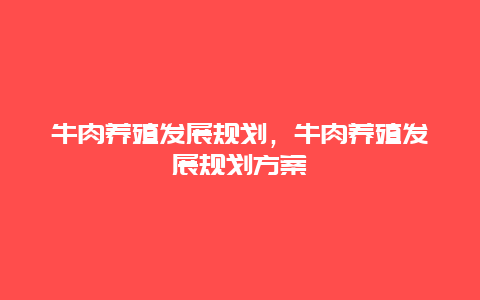 牛肉养殖发展规划，牛肉养殖发展规划方案