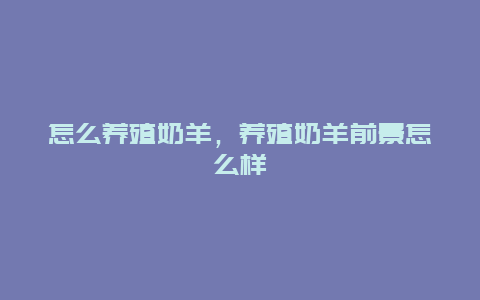 怎么养殖奶羊，养殖奶羊前景怎么样