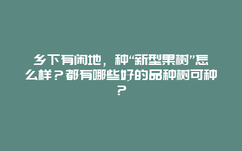 乡下有闲地，种“新型果树”怎么样？都有哪些好的品种树可种？