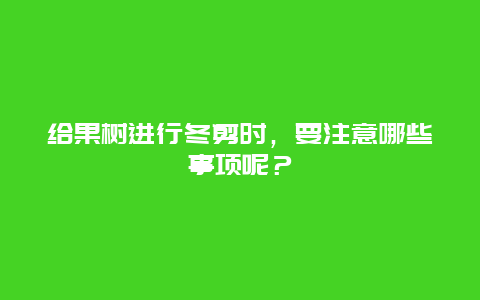 给果树进行冬剪时，要注意哪些事项呢？