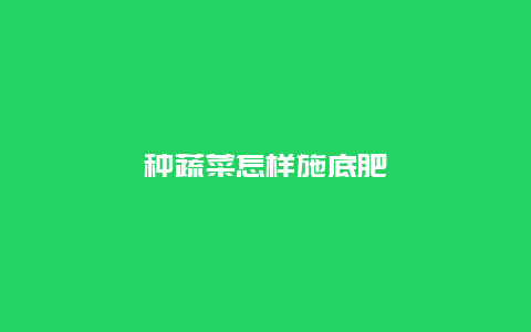 种蔬菜怎样施底肥