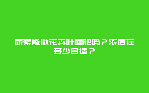 尿素能做花卉叶面肥吗？浓度在多少合适？