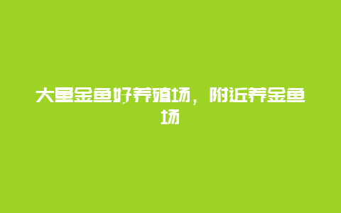 大量金鱼好养殖场，附近养金鱼场