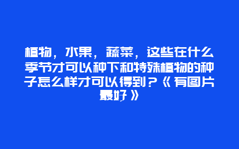 植物，水果，蔬菜，这些在什么季节才可以种下和特殊植物的种子怎么样才可以得到？《有图片最好》