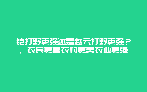 铠打野更强还是赵云打野更强？，农民更富农村更美农业更强