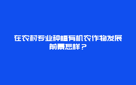 在农村专业种植有机农作物发展前景怎样？