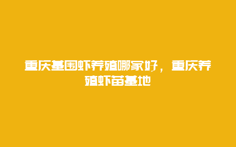 重庆基围虾养殖哪家好，重庆养殖虾苗基地