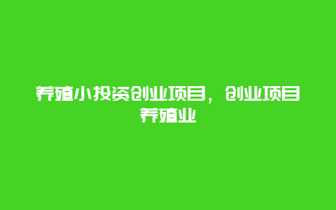 养殖小投资创业项目，创业项目养殖业